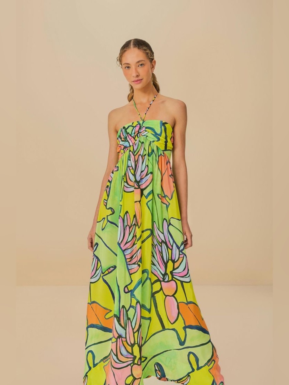 Farm Rio x Anthropologie Halter Printed Maxi Dress NWT Size Small